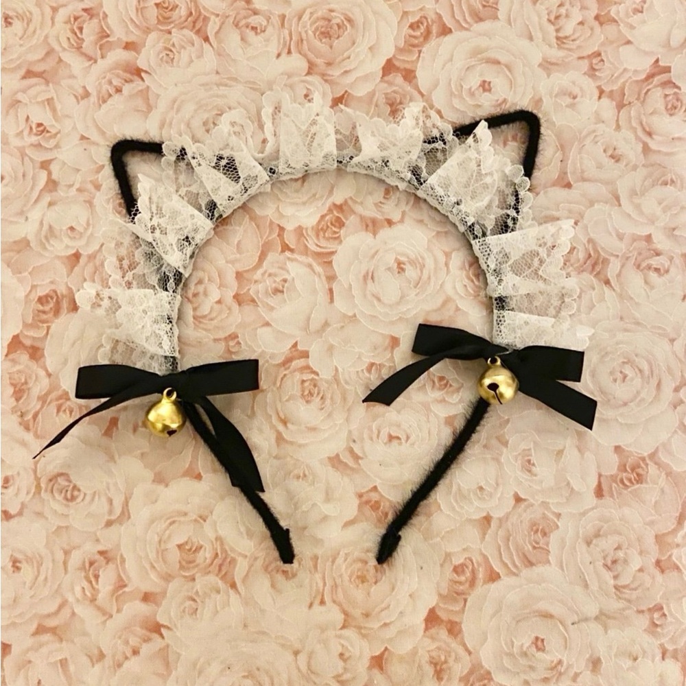 Lace Cat Ear Headband with Bells